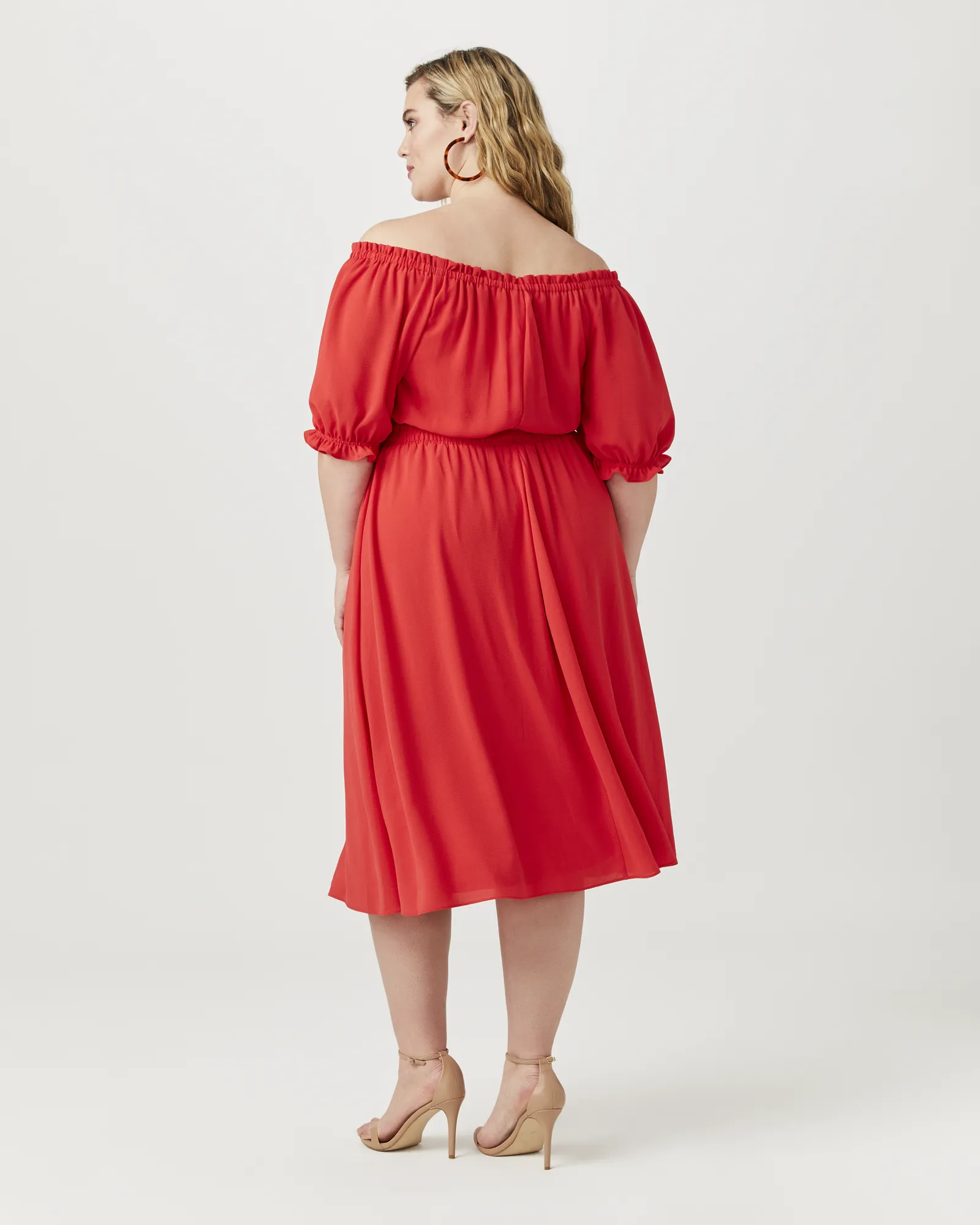 Naina Off-The-Shoulder Dress | Red