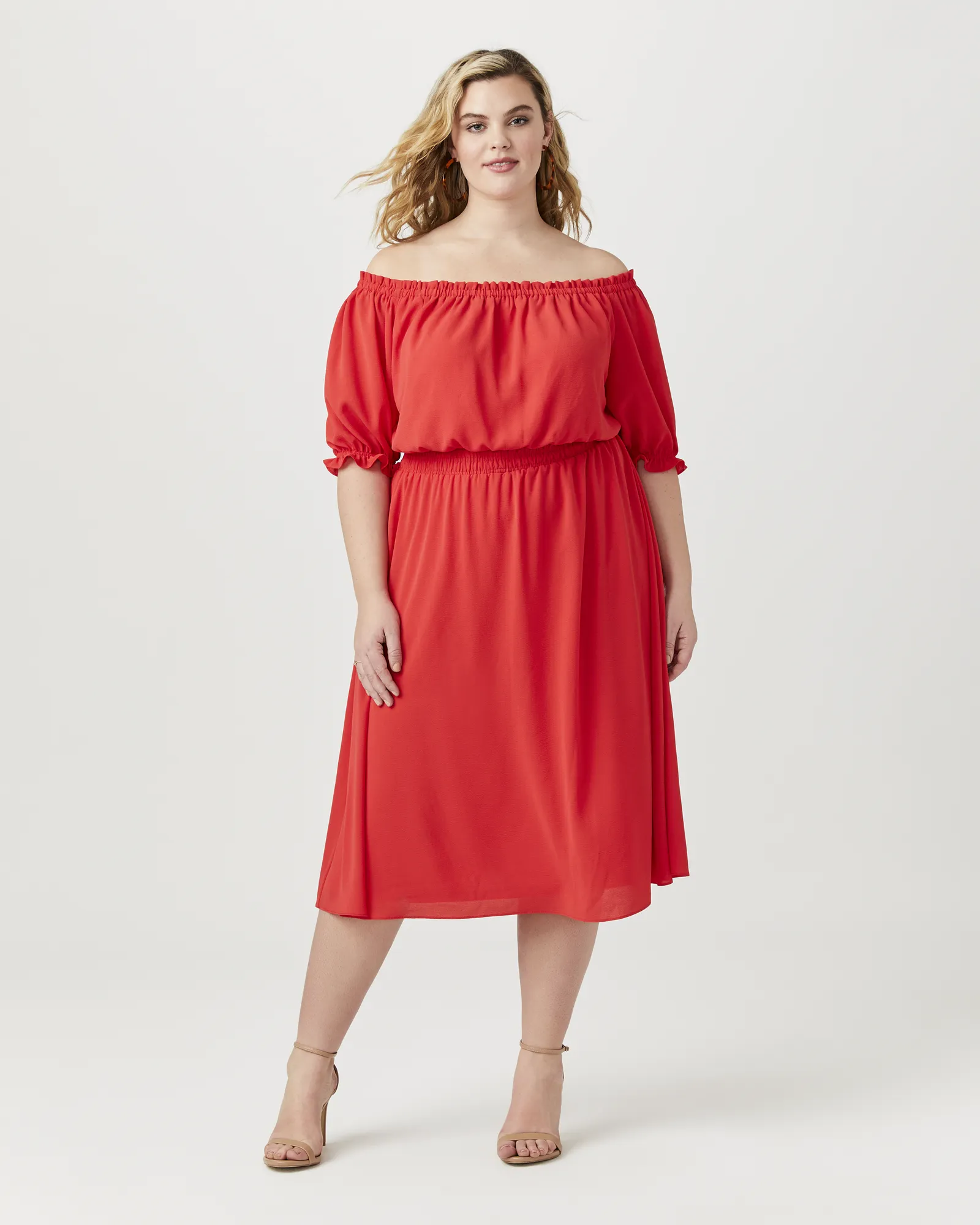 Naina Off-The-Shoulder Dress | Red