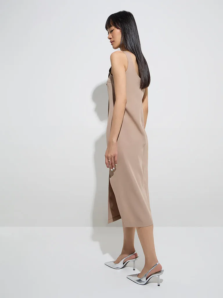 Nuon Beige Solid Shift Dress