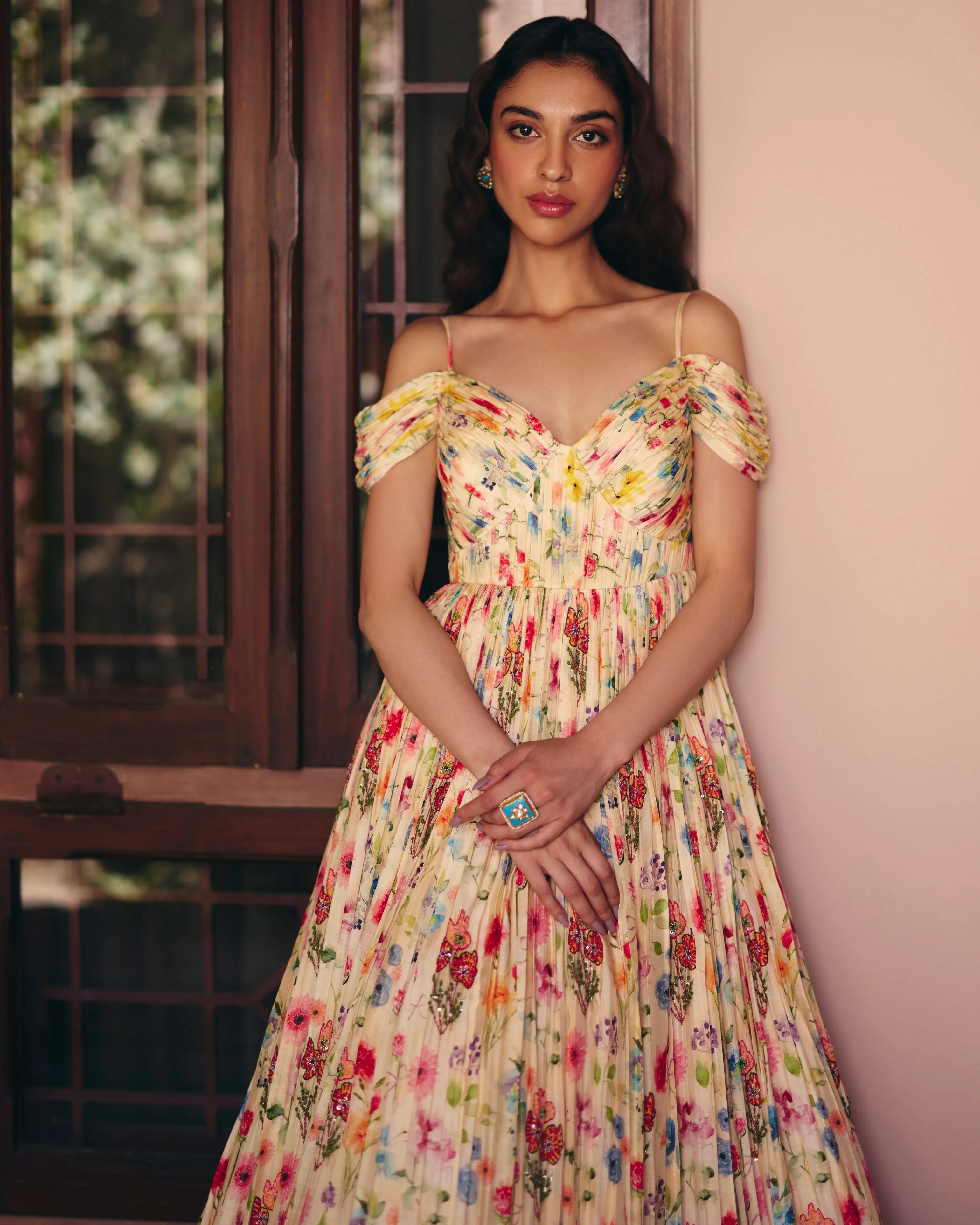 Off Shoulder Floral Gown