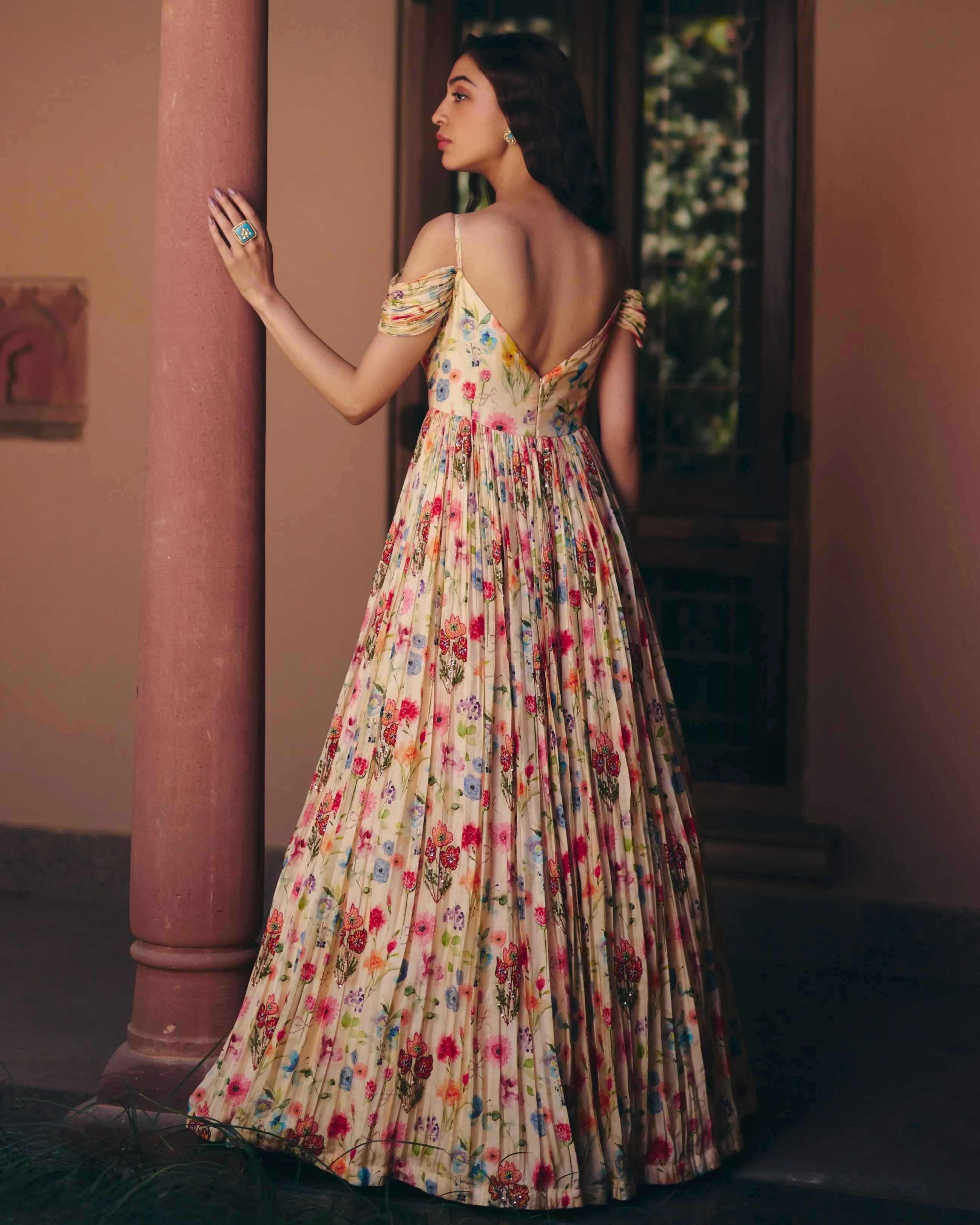 Off Shoulder Floral Gown