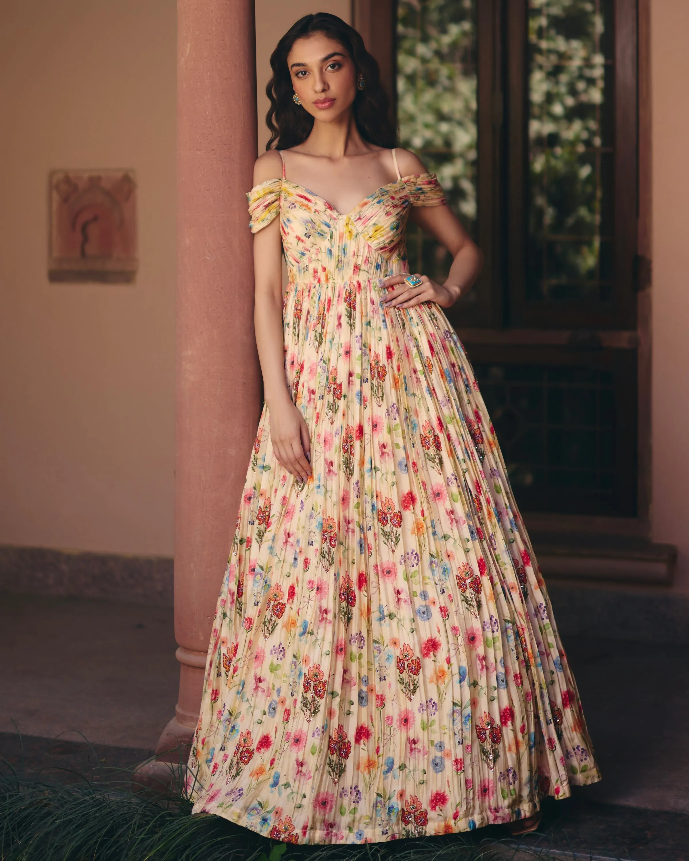 Off Shoulder Floral Gown