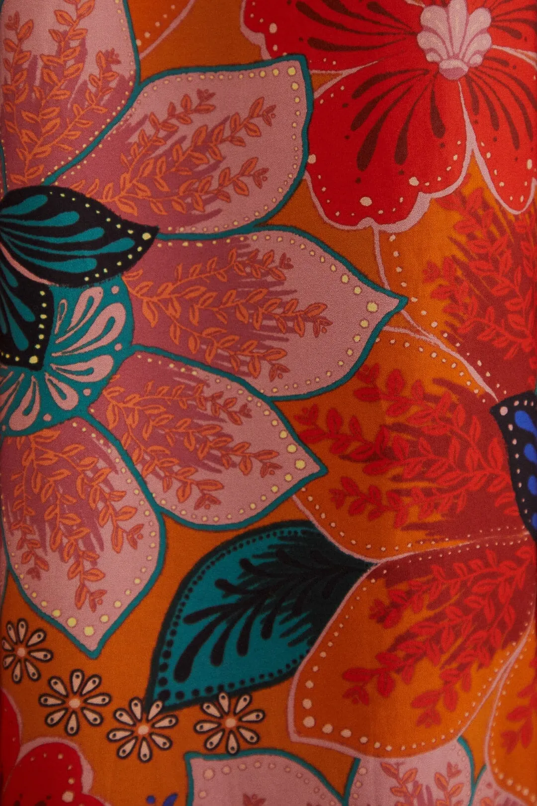 Orange Marias Floral Cut-Out Midi Dress