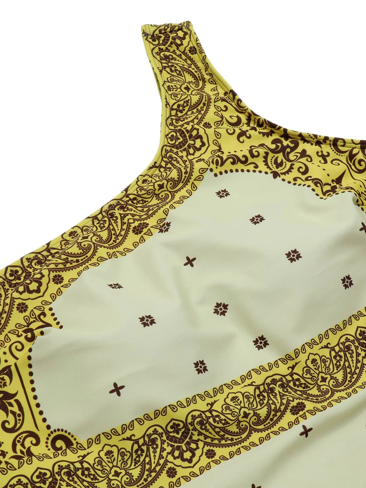 [Plus Size] 2PCS Yellow 1960s One-shoulder Swimsuit & Cover Up