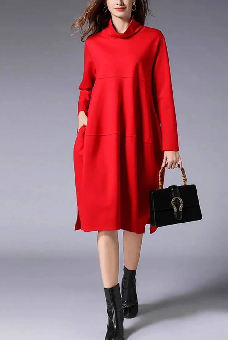 Plus Size Turtleneck mid-length Sweater Dress