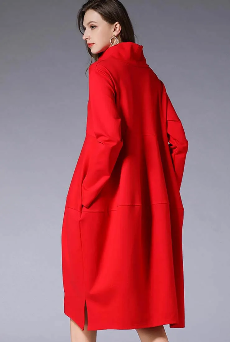 Plus Size Turtleneck mid-length Sweater Dress