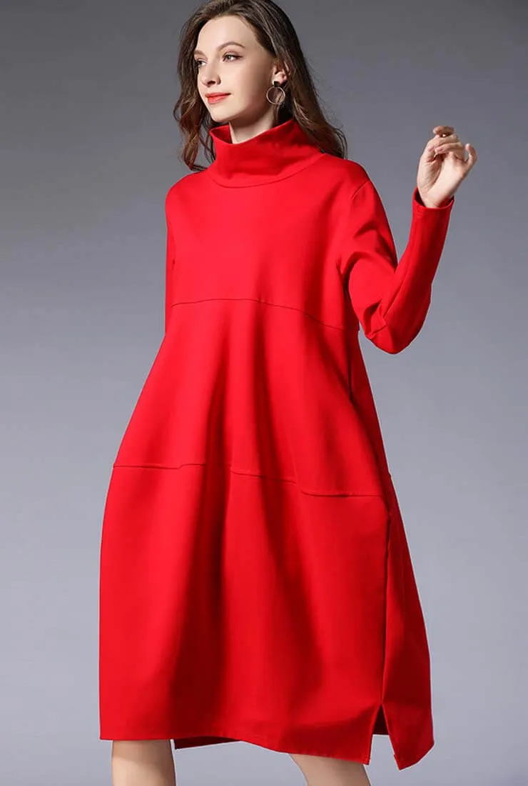 Plus Size Turtleneck mid-length Sweater Dress