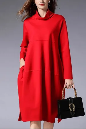 Plus Size Turtleneck mid-length Sweater Dress