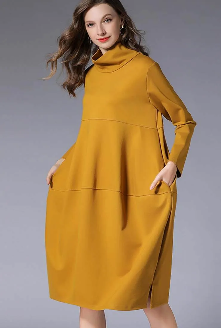 Plus Size Turtleneck mid-length Sweater Dress