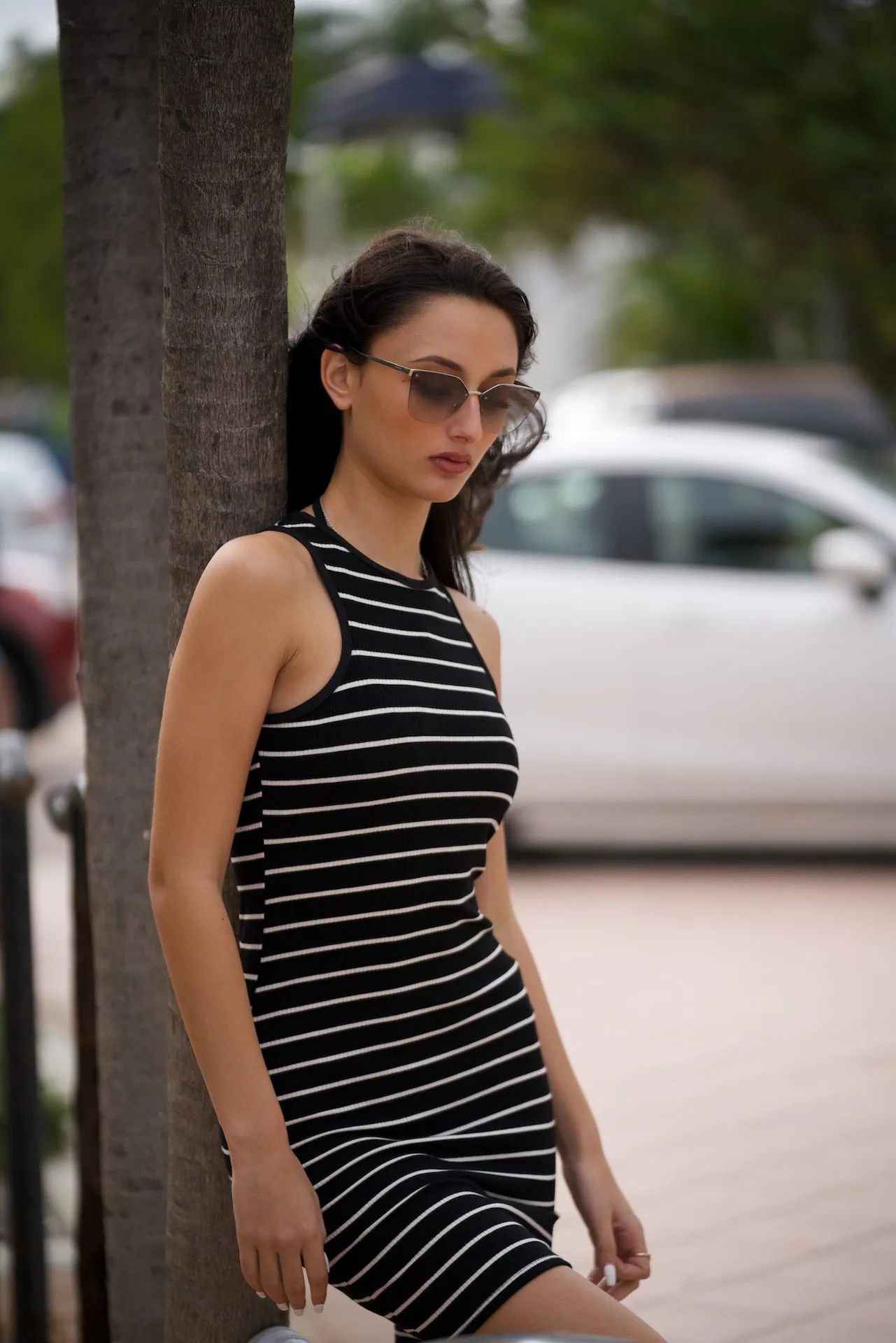 Racer Back Women's Tank Mini Dress Slim Fit Sleeveless