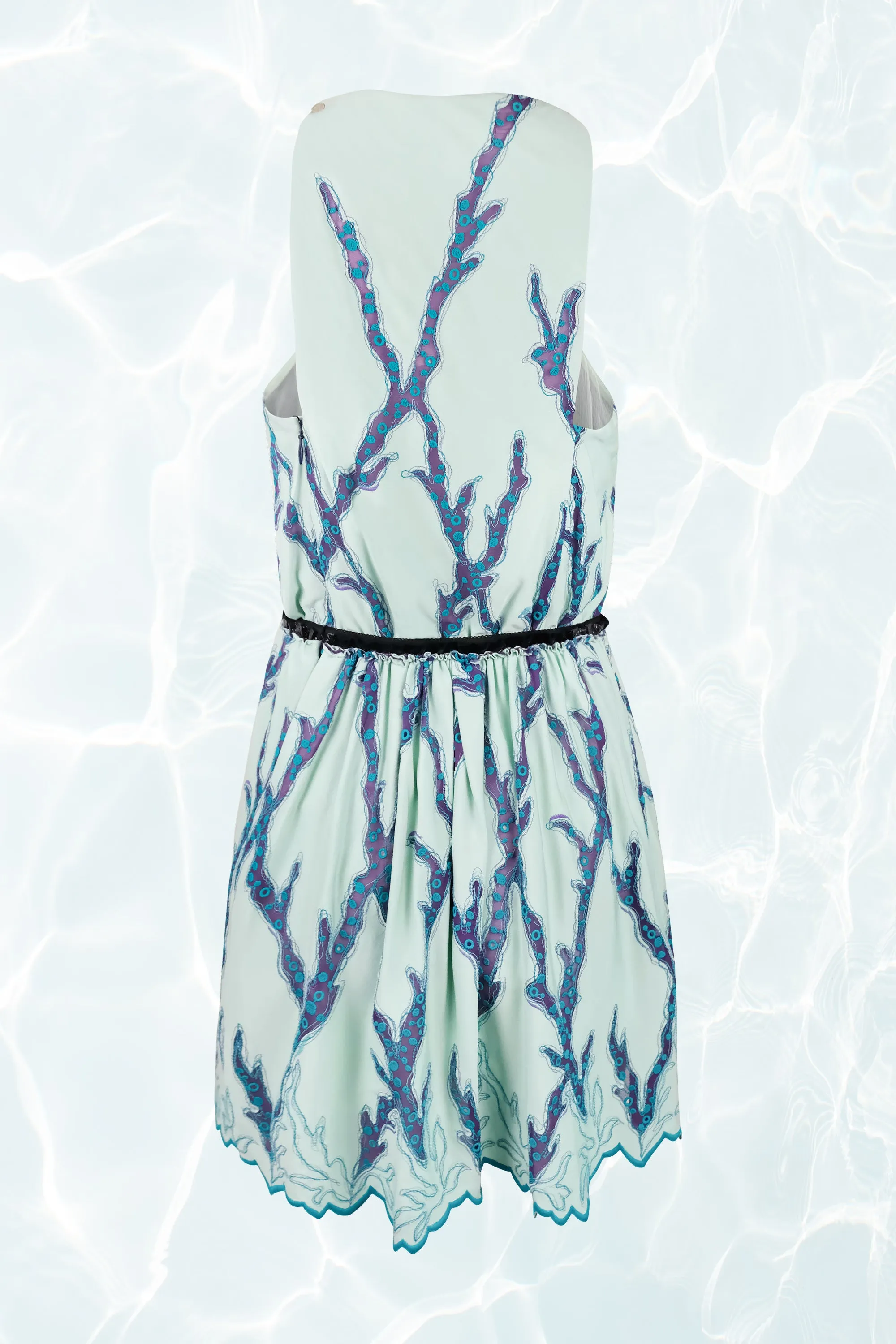 Resort 2015 Seafoam Coral Embroidered Mini Dress