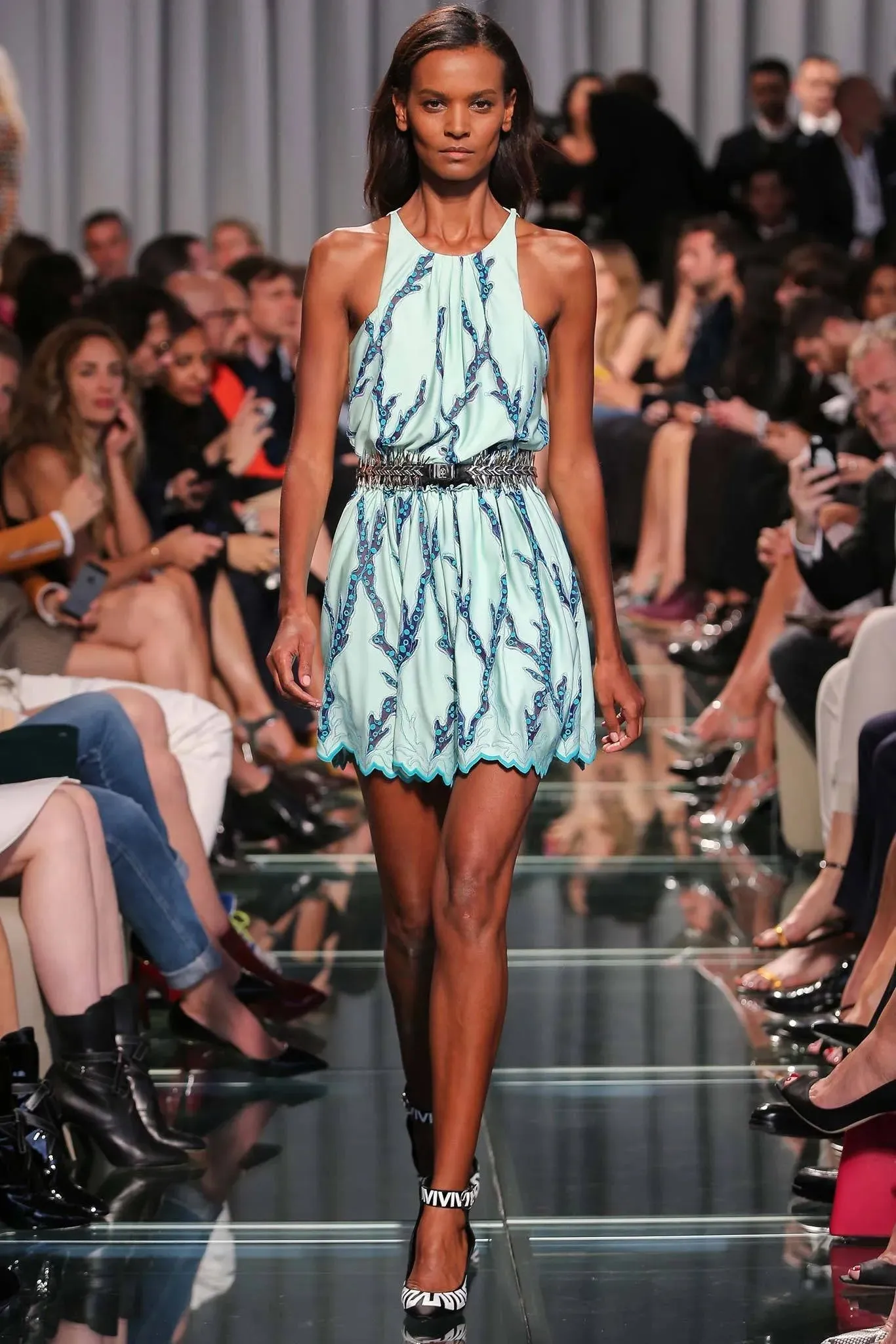 Resort 2015 Seafoam Coral Embroidered Mini Dress