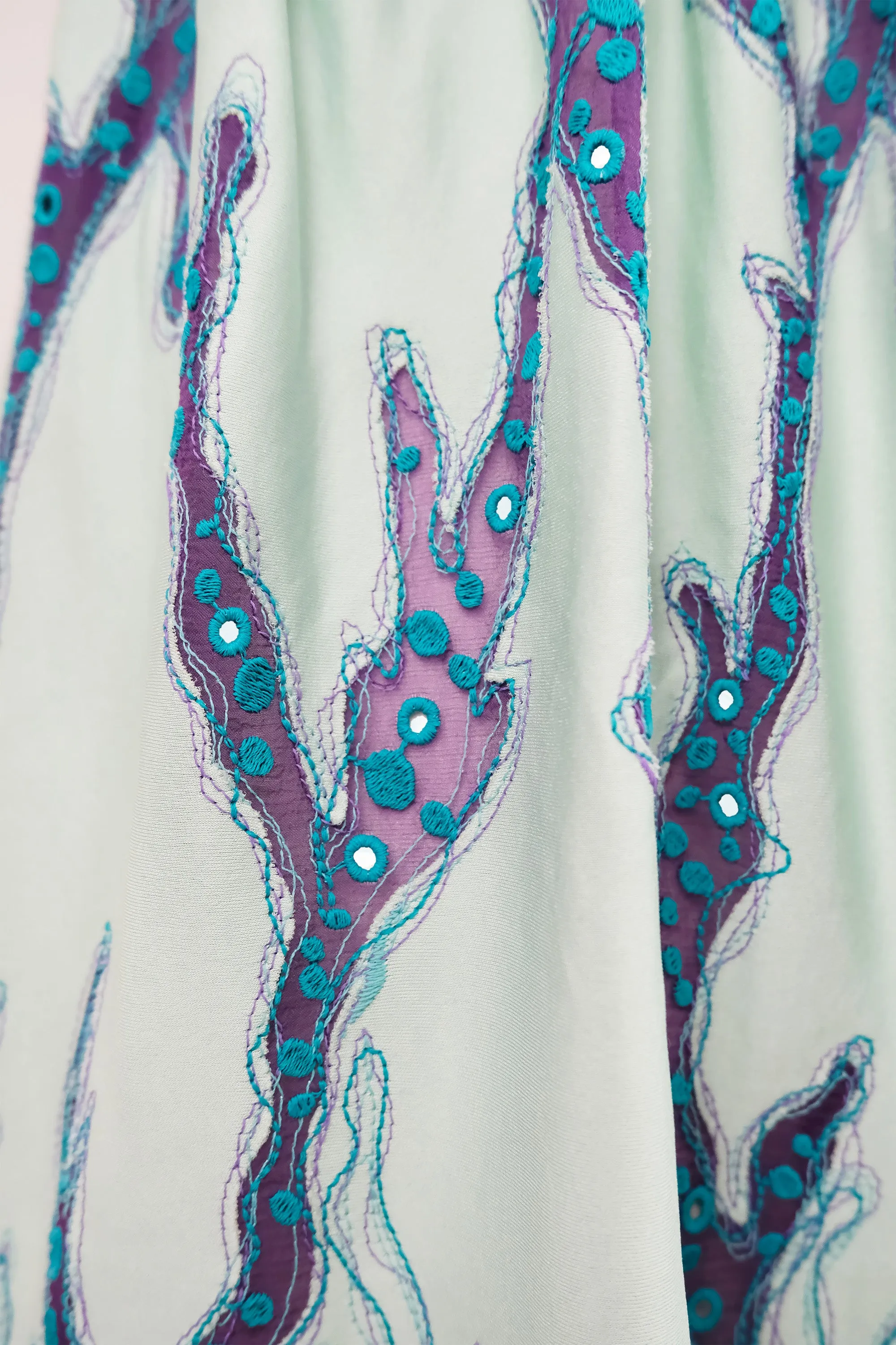 Resort 2015 Seafoam Coral Embroidered Mini Dress