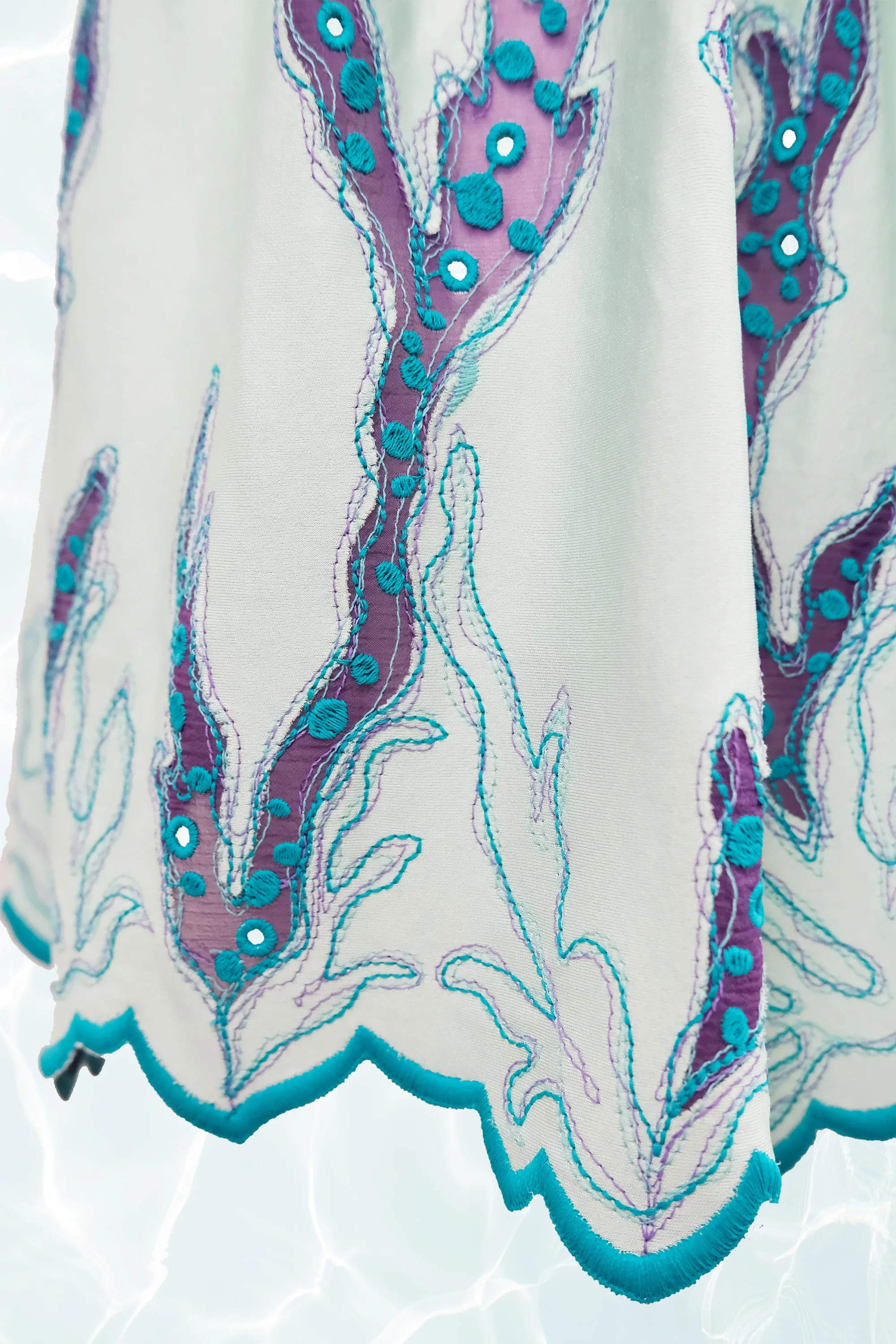 Resort 2015 Seafoam Coral Embroidered Mini Dress