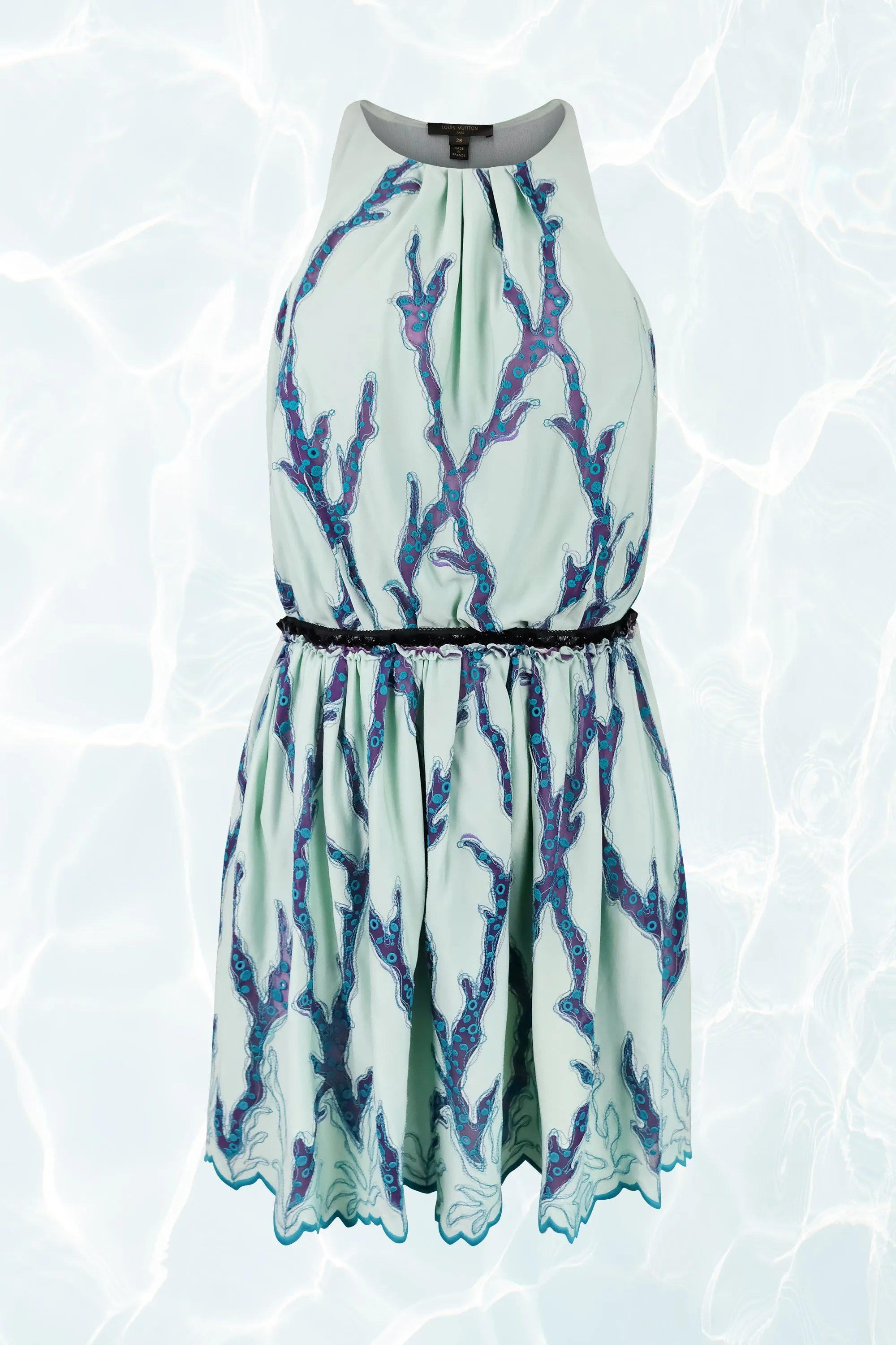 Resort 2015 Seafoam Coral Embroidered Mini Dress