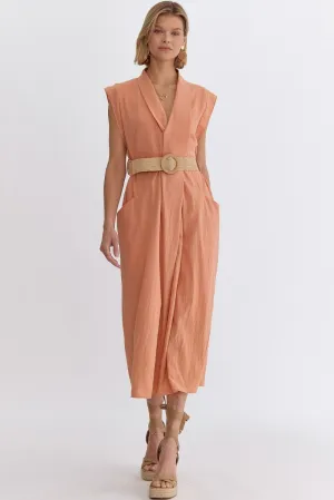 Resort Ready Clay Midi with Natural Woven Belt