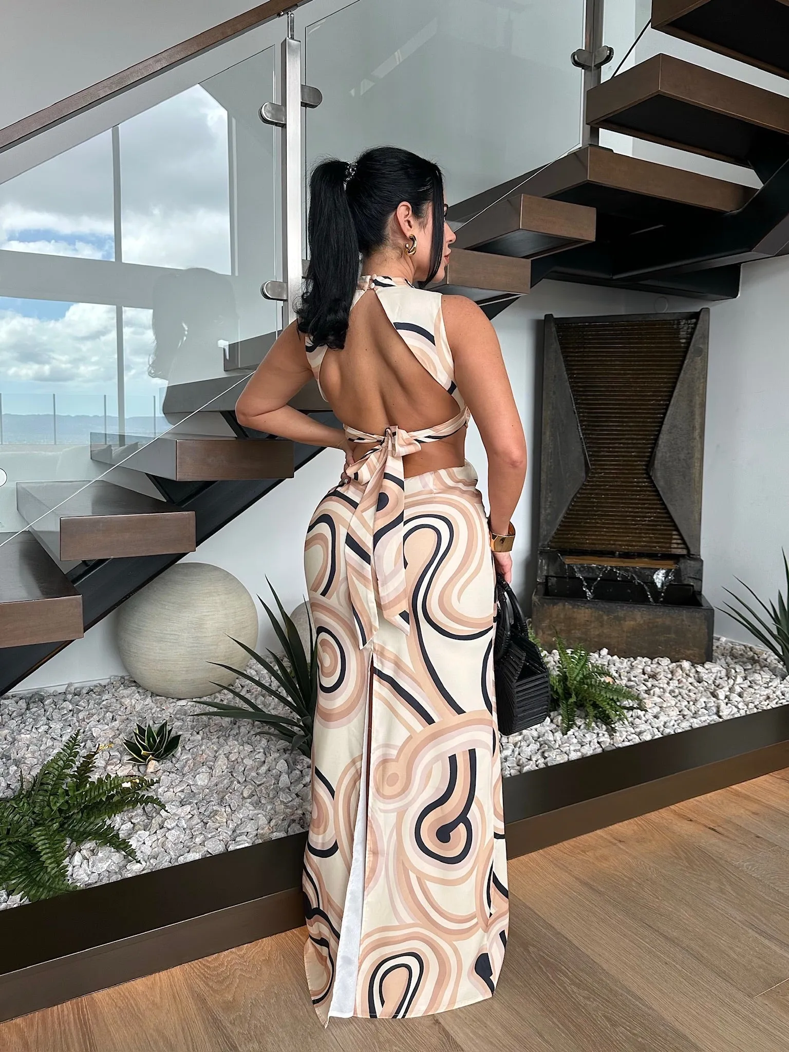 Retro Revival Cut Out Maxi Dress Nude