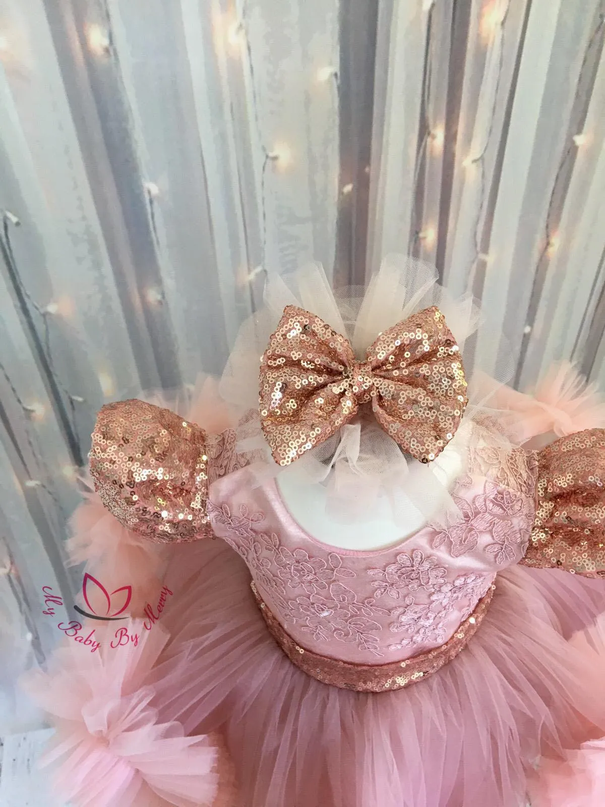Ruffle girl dress blush
