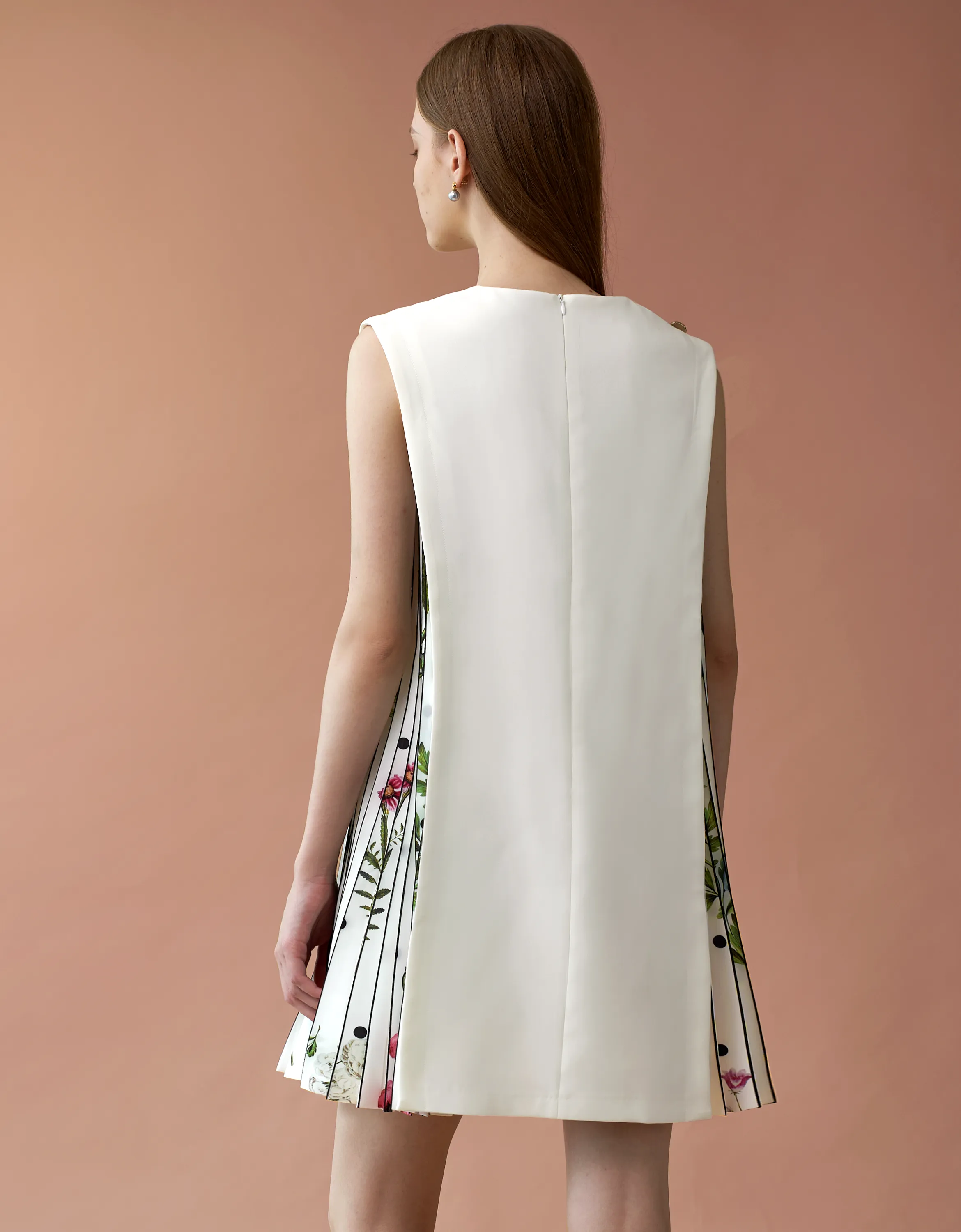 Side Printed Pleated Shift Dress