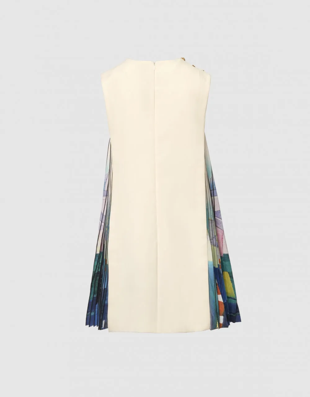 Side Printed Pleated Shift Dress