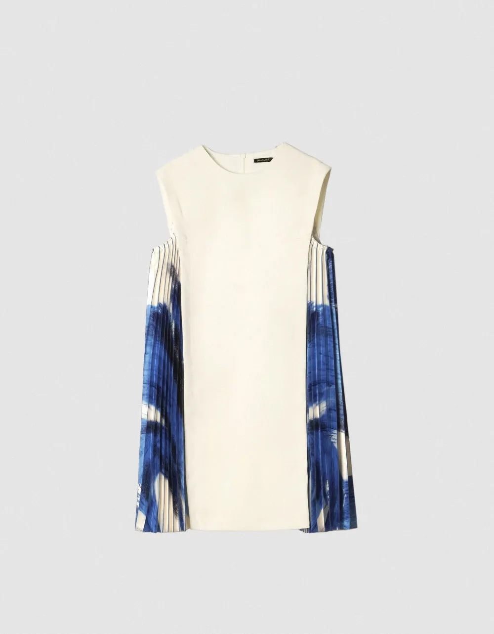 Side Printed Pleated Shift Dress