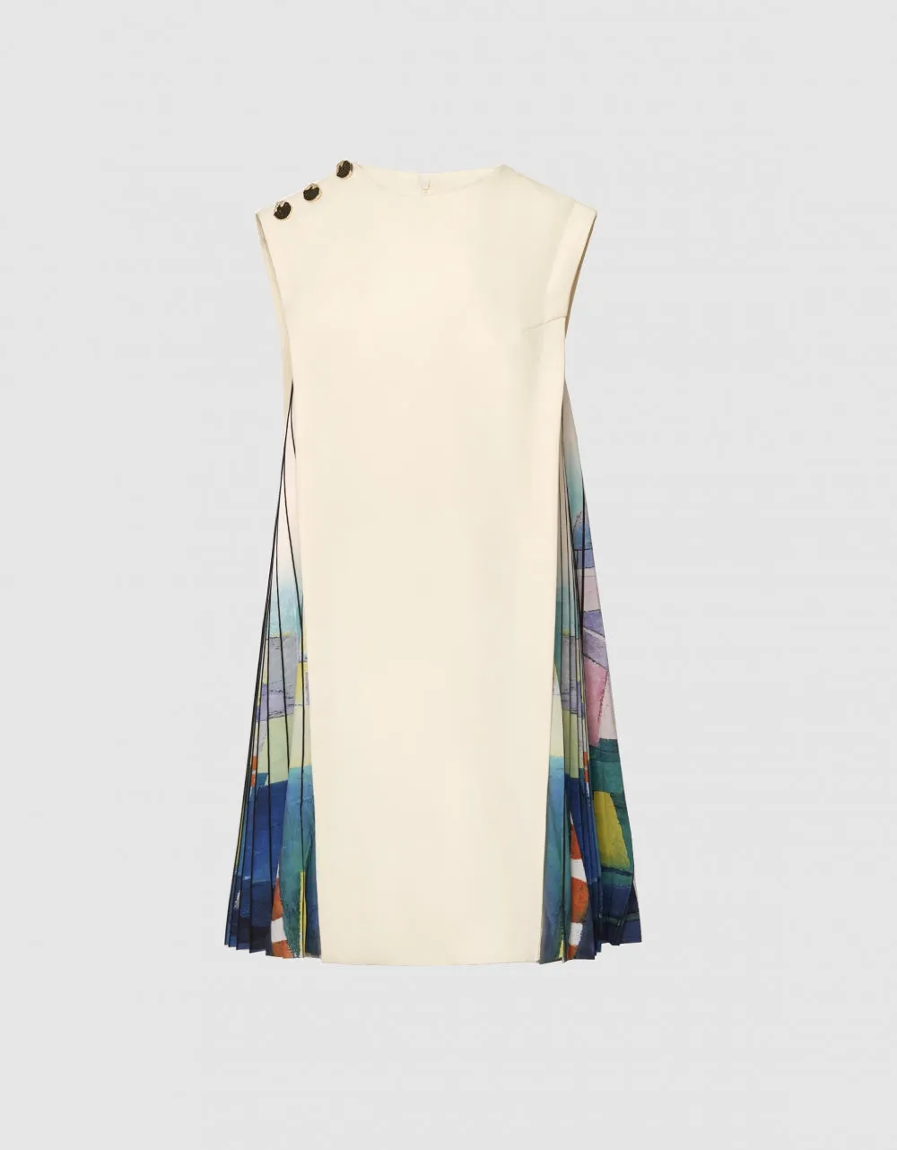 Side Printed Pleated Shift Dress
