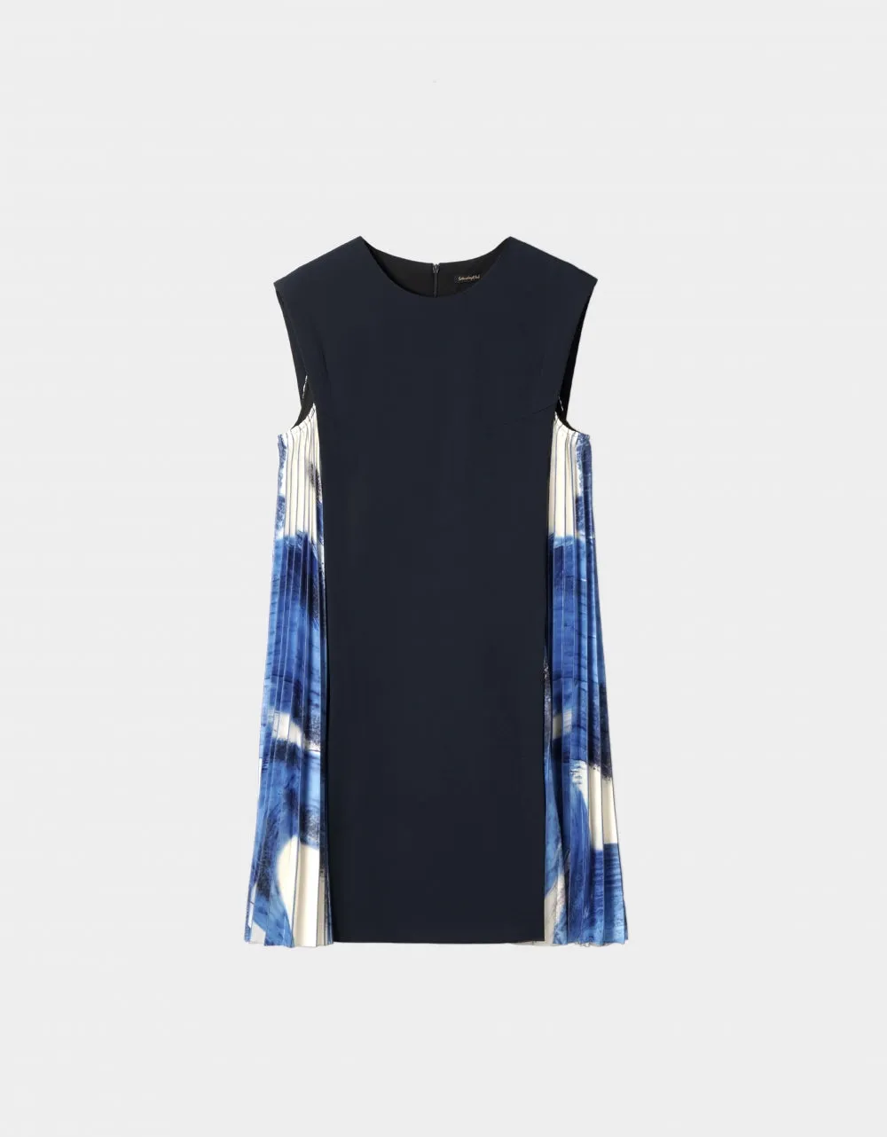Side Printed Pleated Shift Dress
