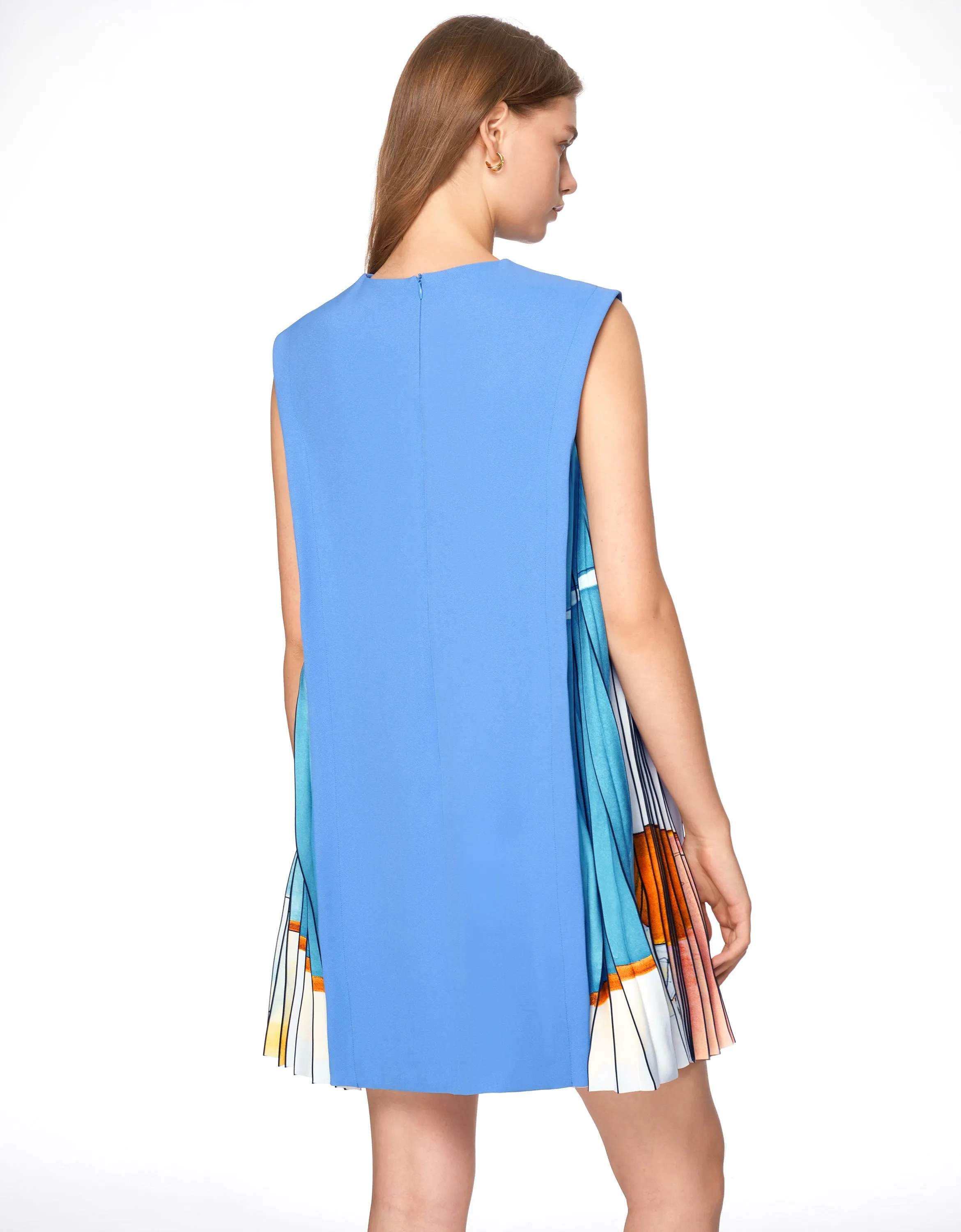 Side Printed Pleated Shift Dress