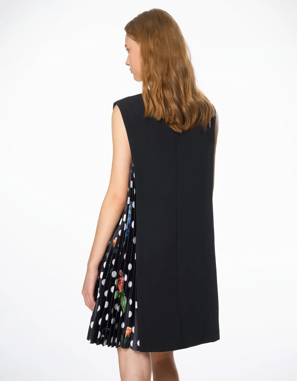 Side Printed Pleated Shift Dress