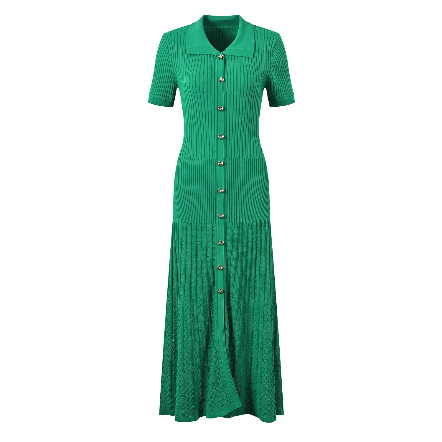 Silva French Style Knitted Short Sleeve Maxi Dress