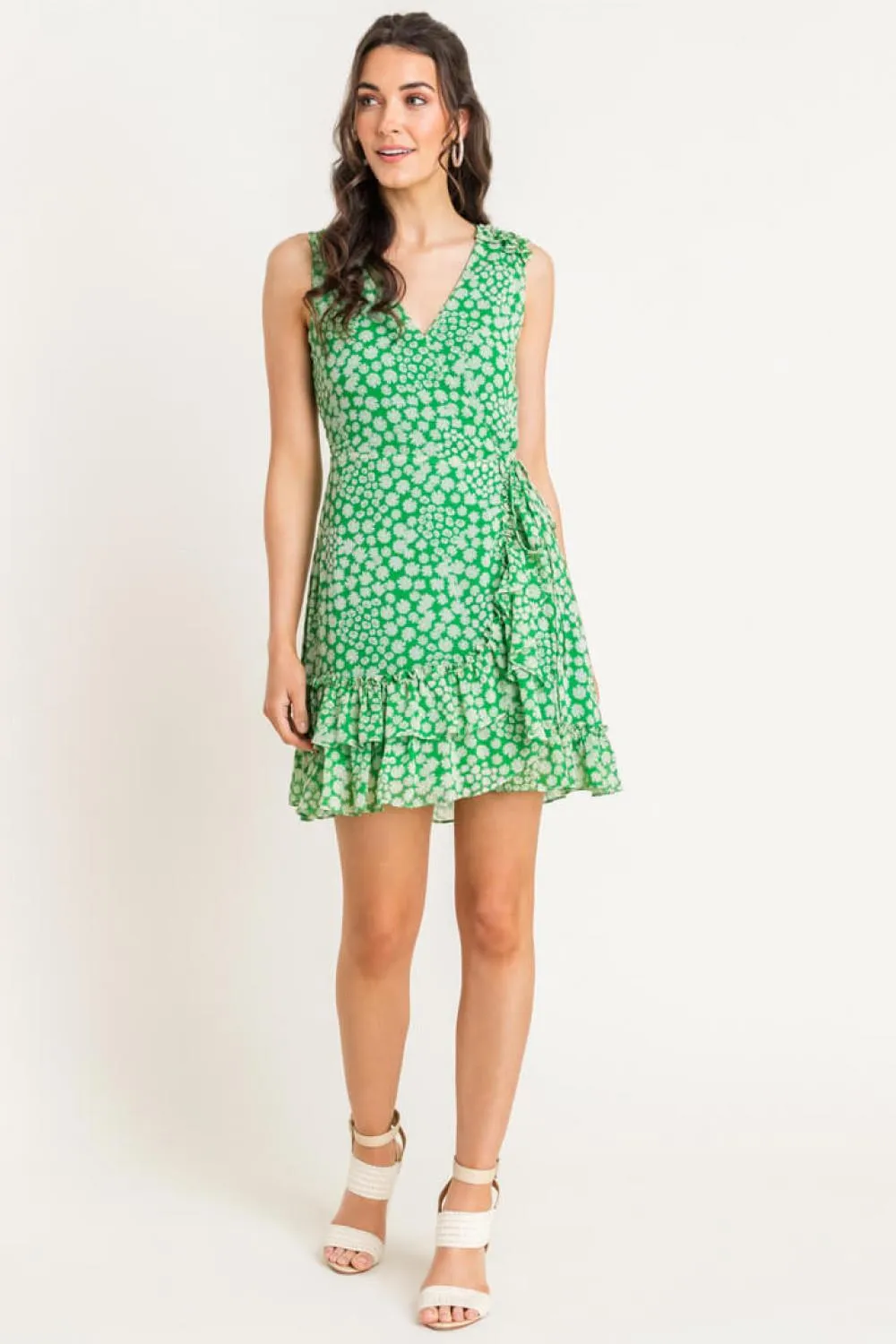 Sleeveless Floral Wrap Dress