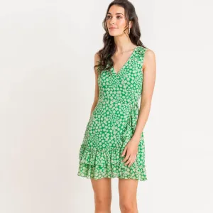 Sleeveless Floral Wrap Dress