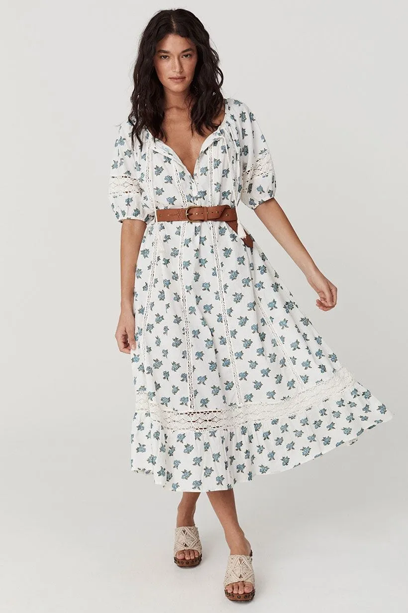 Spell | Fable Block Printed Midi Dress - Wild Poppy