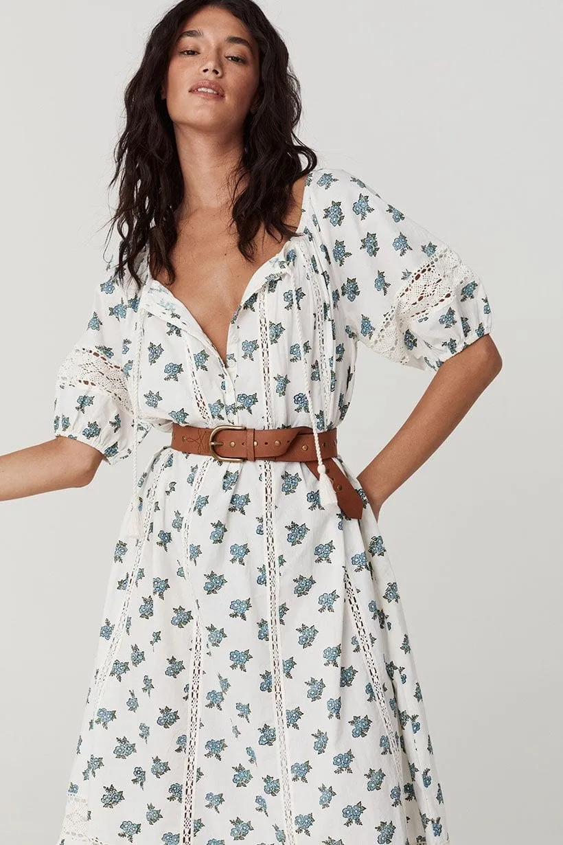 Spell | Fable Block Printed Midi Dress - Wild Poppy