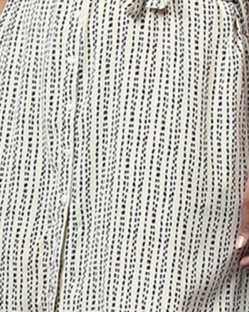 Striped Printed Front Button Dress | Cream