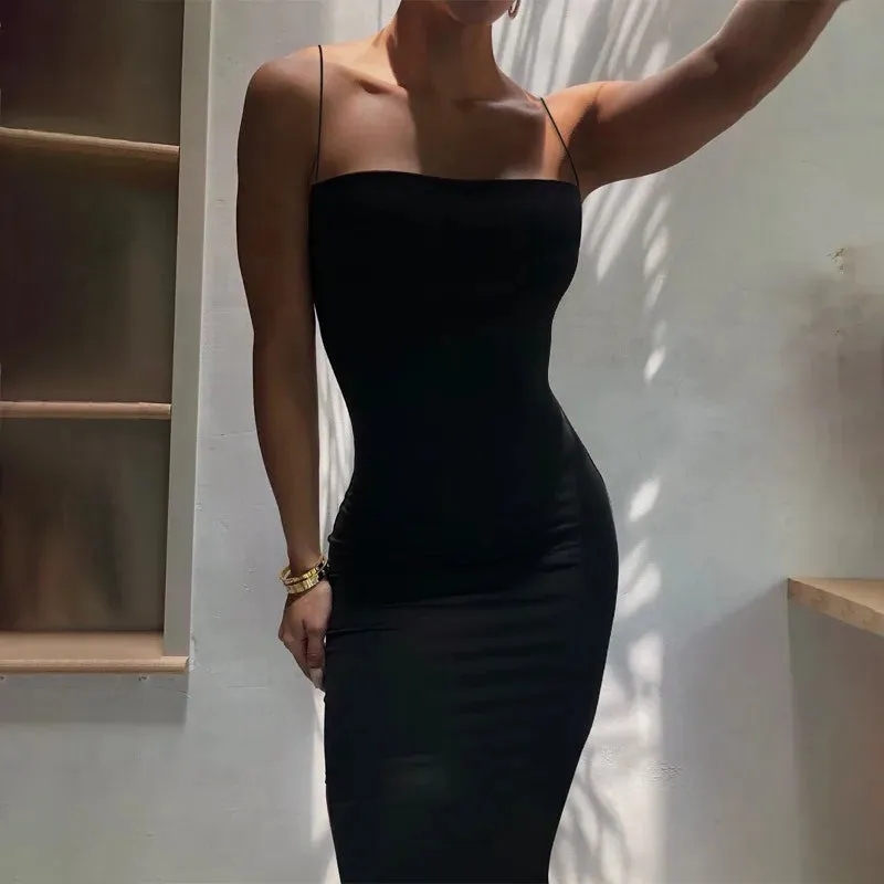 Summer Sexy Dress Women Fashion Streetwear Sleeveless Backless Bodycon Clubwear Elegant Party Dress
