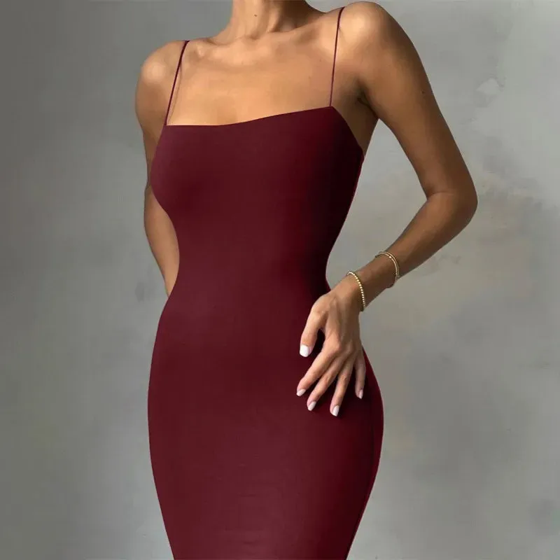 Summer Sexy Dress Women Fashion Streetwear Sleeveless Backless Bodycon Clubwear Elegant Party Dress