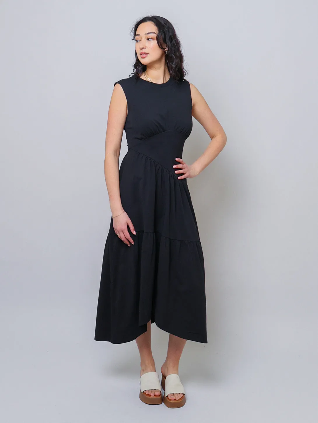 The Gathered Tank Dress - Noir