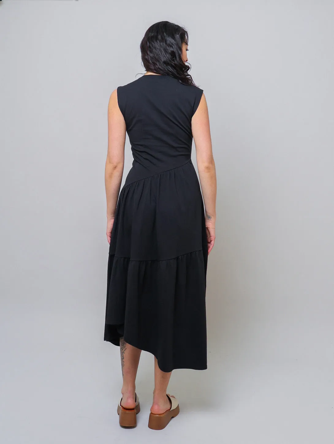 The Gathered Tank Dress - Noir