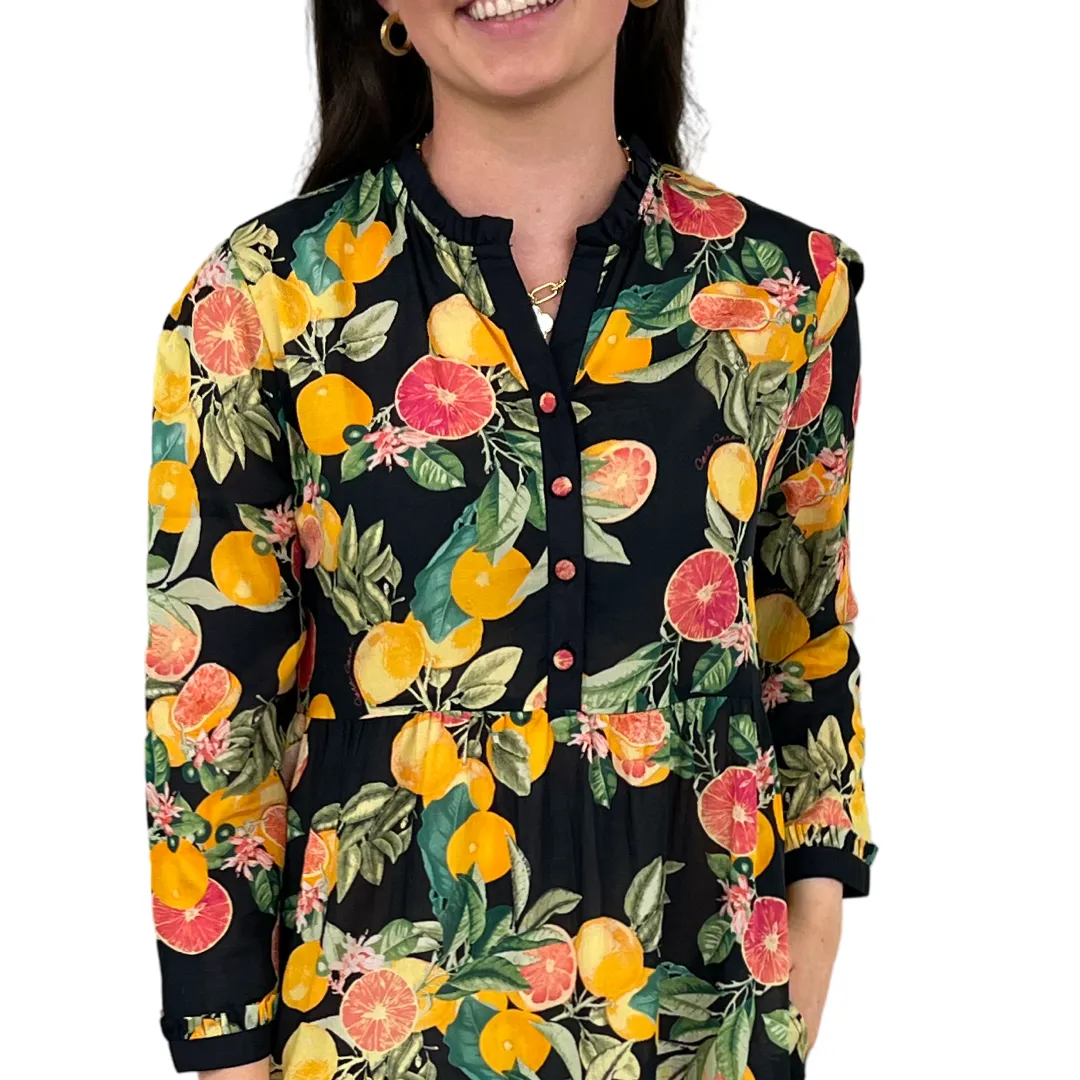 The Penny Dress in Black Citrus Floral