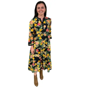 The Penny Dress in Black Citrus Floral