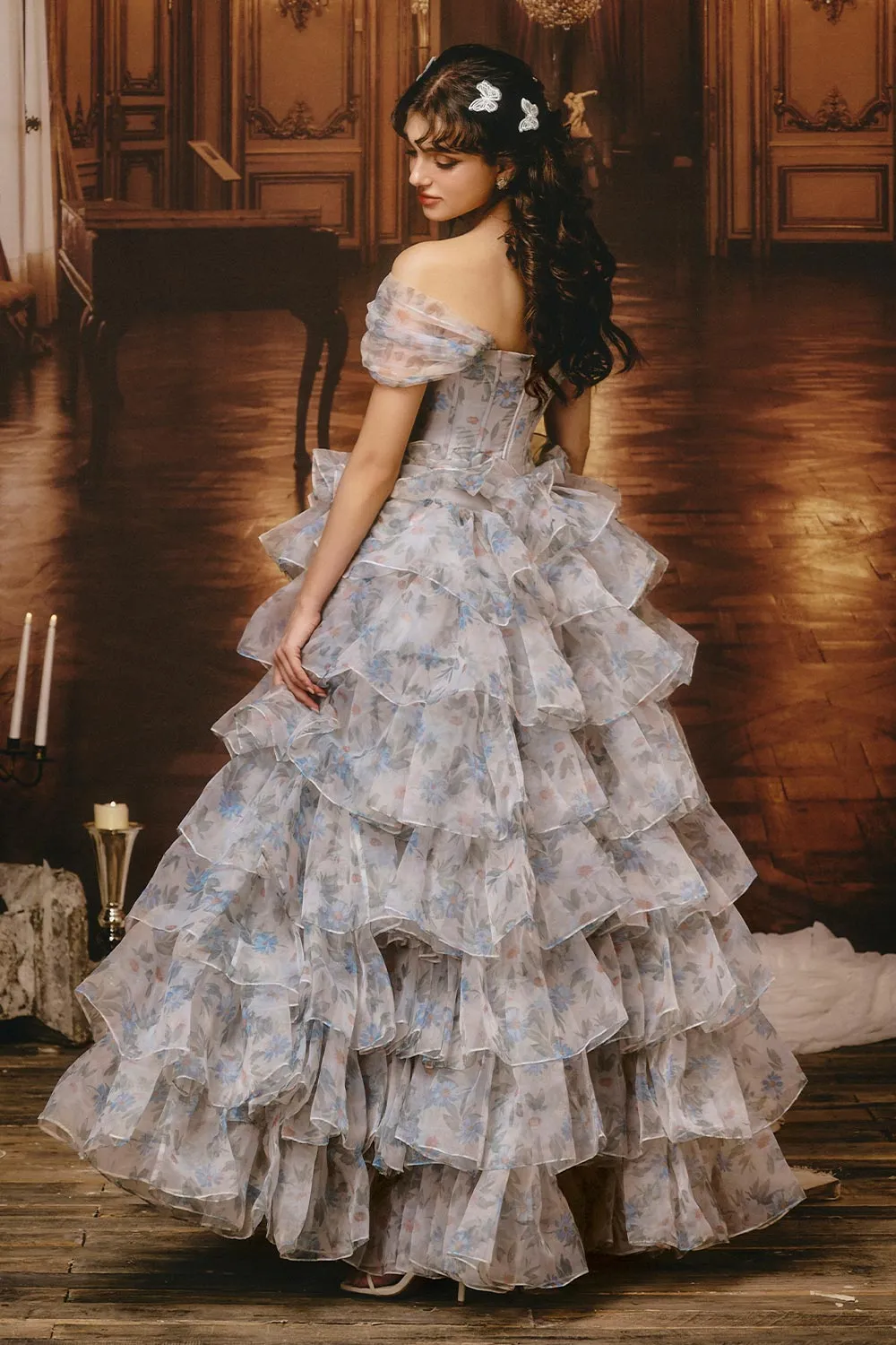 Think Of Me Ball Gown Layered Silk Organza Floor Length Dress