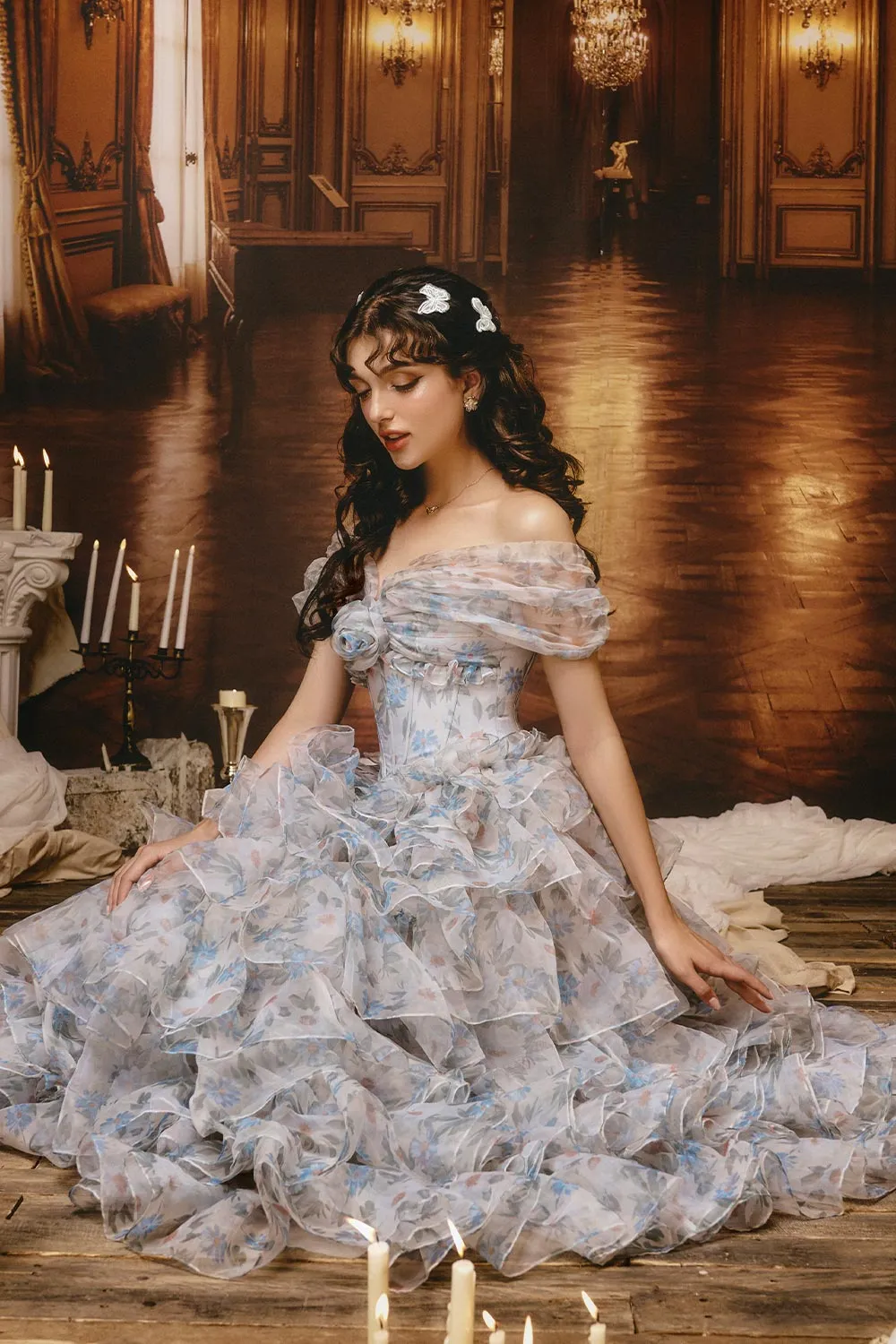 Think Of Me Ball Gown Layered Silk Organza Floor Length Dress