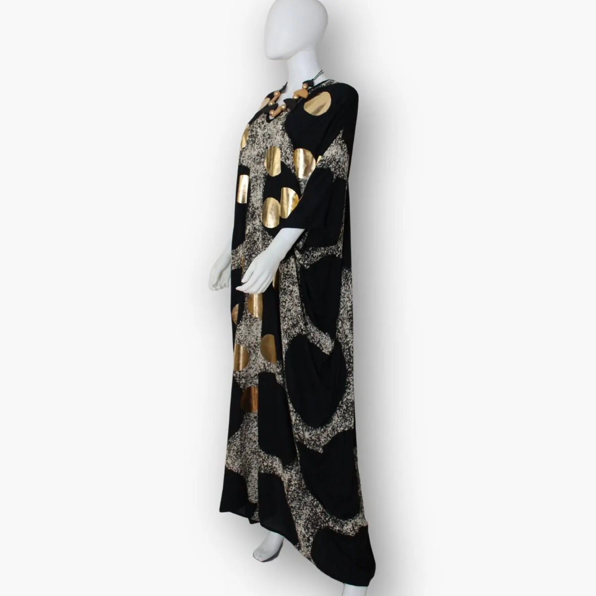 V - Neck Gold Polka Dot Caftan