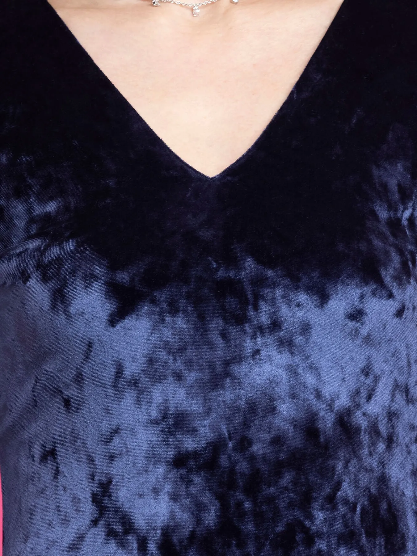 Velvet Shift Dress - Blue