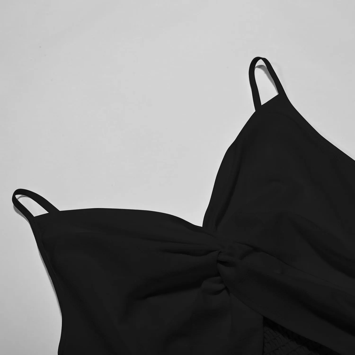 Women's 2025 Summer Short Dress Sexy V Neck Spaghetti Straps Backless Bow Tie Ruffle Hem A Line Mini Dresses