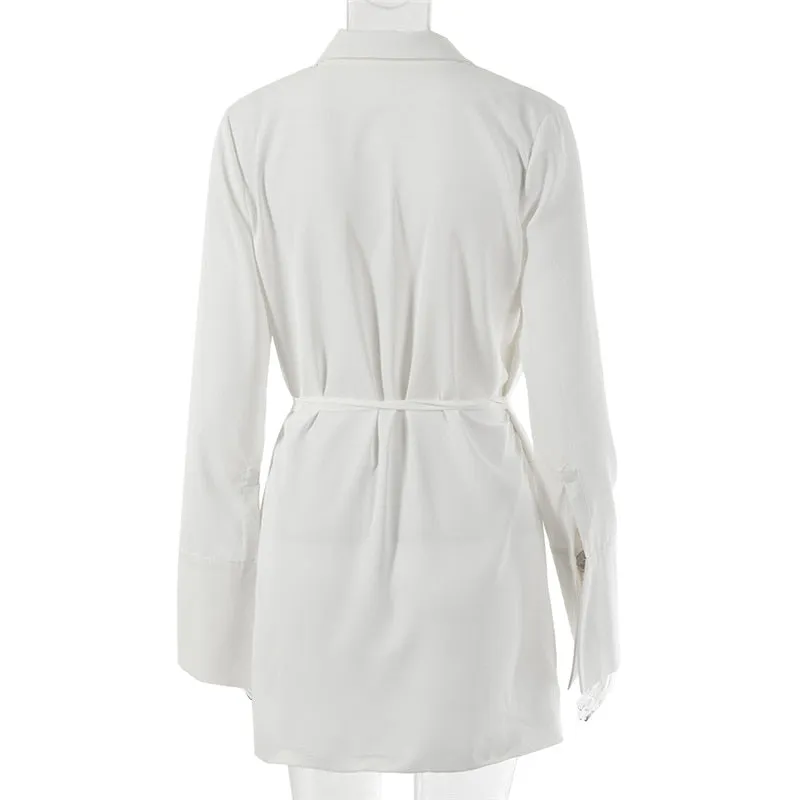 Women's V-Neck Shirt Flare Sleeve Lace Up Mini Dresses