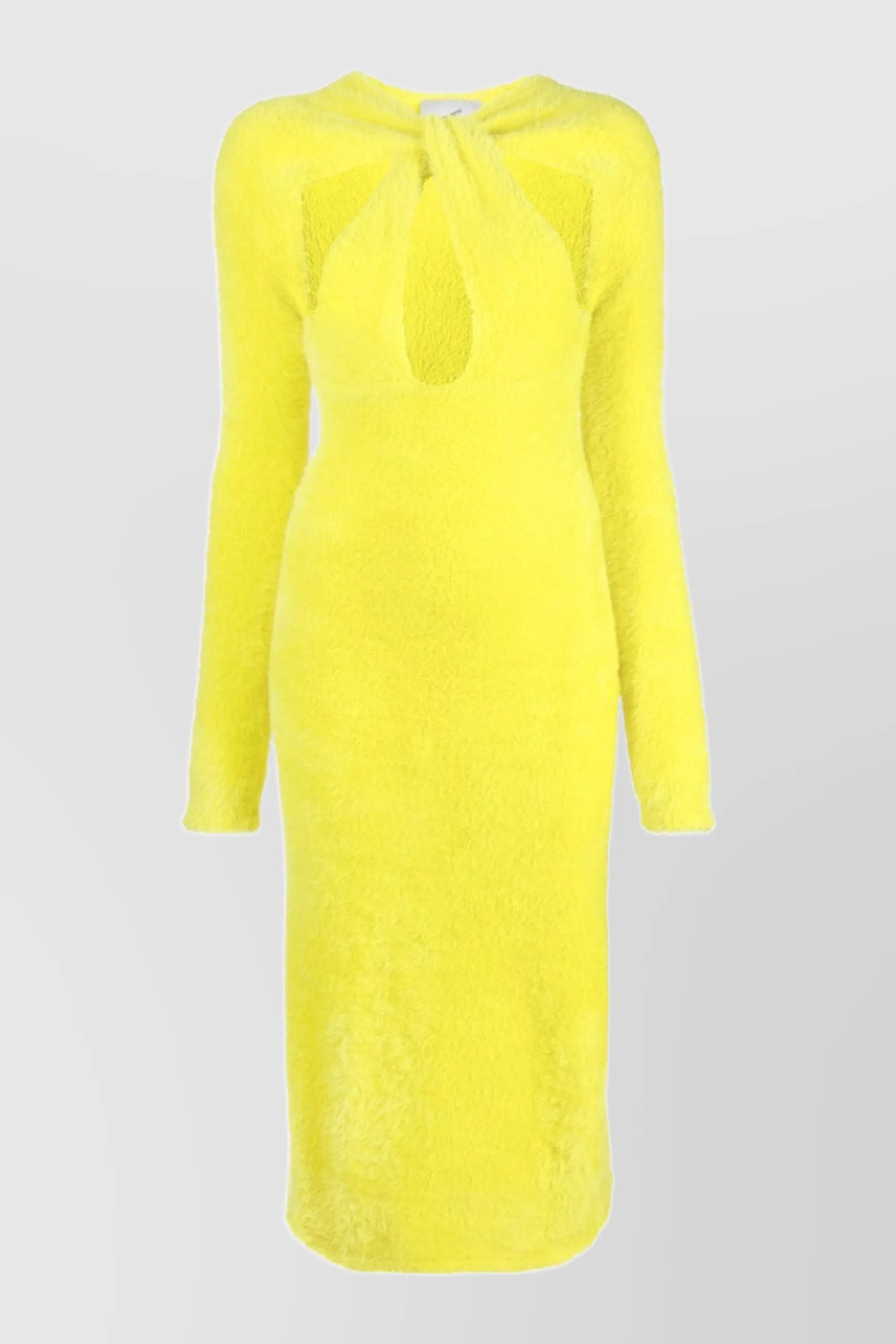 Yellow twisted cut-out knit dress